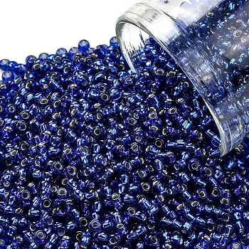 TOHO Round Seed Beads, Japanese Seed Beads, (2206C) Silver Lined Starry Night Blue, 11/0, 2.2mm, Hole: 0.8mm, about 1110pcs/bottle, 10g/bottle