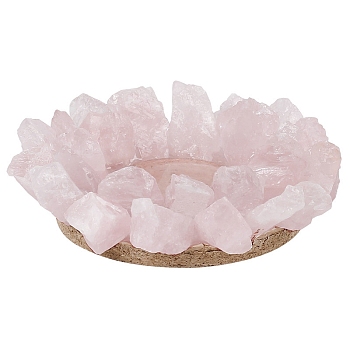 Natural Rose Quartz Candle Holders, Home Decoration, 9cm, Inner Diameter: 4cm