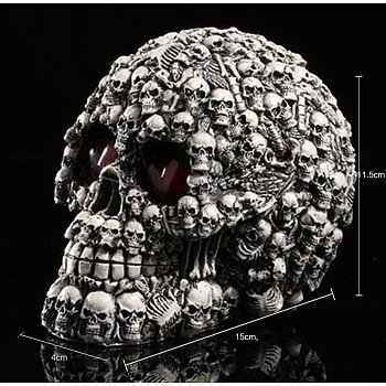 Halloween Bar Decoration, Resin Skull Model Statues, Photography Props, Floral White, 150x40x115mm