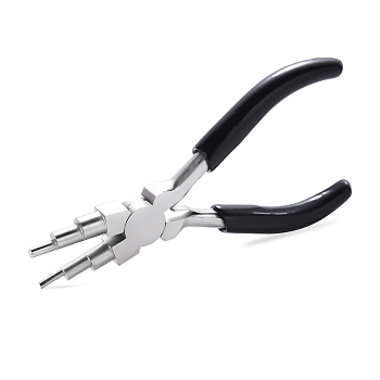 6-in-1 Bail Making Pliers, 45# Carbon Steel 6-Step Multi-Size Wire Looping Forming Pliers, Ferronickel, for Loops and Jump Rings, Black, Loop Size: 3mm/6mm/9mm/4mm/8mm/10mm, 145x79x12mm.