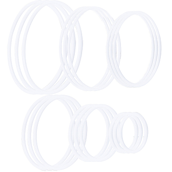 18Pcs 6 Style PP Plastic Linking Rings, Craft Loop, Round Ring, for Macrame Craft, Woven Net/Web with Feather Making, White, 60~160x5~7mm, Inner Diameter: 48.5~147mm, 3pcs/style