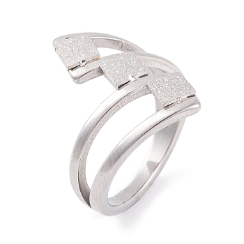 304 Stainless Steel Square Finger Ring for Women, Stainless Steel Color, 22mm, US Size 6~9(16.5~18.9mm)