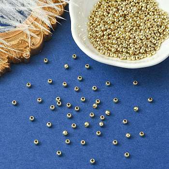 CCB Plastic Beads, for DIY Jewelry Making, Round, Golden, 3x2.5mm, Hole: 1.2mm