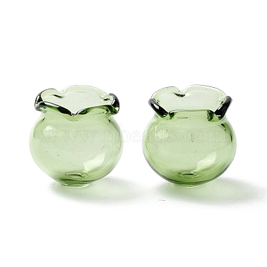 Dark Sea Green Flower Glass Beads