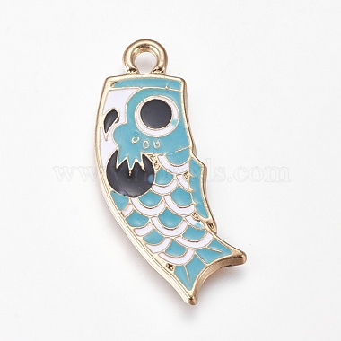 Golden SkyBlue Fish Alloy+Enamel Pendants