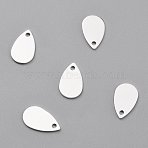 Brass Charms, Cadmium Free & Lead Free, Teardrop, 925 Sterling Silver Plated, 10x6x0.5mm, Hole: 1mm(X-KK-O131-11P)