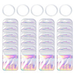 50Pcs Laser PP Resealable Bags, Zip Top Bags, Rectangle, with 5Pcs Polyethylene Loose Leaf Book Binder Hinged Rings, Silver, 11x7x0.2cm(OPP-TA0001-27A)