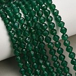 Natural Green Chalcedony Beads Strands, Dyed & Heated, Faceted, Round, 6x6mm, Hole: 0.8~1mm, about 63pcs/strand, 14.21~14.33 inch(36.1~36.4cm)(GG-NH0004-D01)