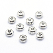 Rondelle Brass Beads, Platinum, 4x3mm, Hole: 1mm(KK-E739-07A-P)