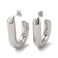 304 Stainless Steel Stud Earrings, Oval Half Hoop Earrings, Stainless Steel Color, 30.5x8mm(EJEW-Z022-16P)