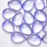 Transparent Spray Painted Glass Cabochons, with Glitter Powder, Teardrop, Lilac, 18x13x7mm(GLAA-S190-012C-A02)