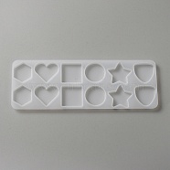 DIY Hexagon & Heart & Square & Flat Round & Star & Triangle Shape Ornament Silicone Molds, Resin Casting Molds, for UV Resin & Epoxy Resin Craft Making, White, 214x75x7mm, Inner Diameter: 27~36x31~36mm(DIY-TAC0025-07)