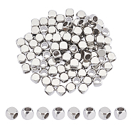 100Pcs 304 Stainless Steel Beads, Cube, Stainless Steel Color, 4x4x4mm, Hole: 2.5mm(STAS-UN0043-36)