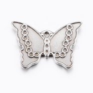 304 Stainless Steel Pendant Enamel & Rhinestone Settings, Butterfly, Stainless Steel Color, Fit For 1mm Rhinestone, 18x25x2mm, Hole: 1.2mm(STAS-E421-019P)