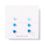 Knot Shape Resin Stud Earrings Set, with 925 Sterling Silver Plated Pins, Blue, 6x7.5x4.5mm, Pin: 0.7mm, 3 pairs/set(EJEW-D278-17S-01)