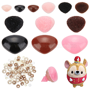 Elite 120 Sets 12 Styles Craft Plastic Doll Noses, Safety Noses, with Washers, Triangle, Mixed Color, 4~14x6~19.5x12.5~17.5mm, 10 sets/style(DIY-PH0017-92)