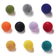 Flocky Acrylic Beads, Half Drilled, Round, Mixed Color, 11.5~12mm, Hole: 1.6mm(OACR-I001-12mm-L-M)