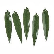 Plastic Big Pendants, Leaf, Dark Green, 58x11x2mm, Hole: 1mm(KY-N015-047)
