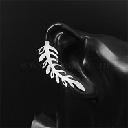 304 Stainless Steel Cuff Earrings for Girl Women Gift, Feather, Left, 43x14mm(EJEW-B042-04P-A)