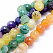 Faceted Natural Agate Beads Strands, Round, Dyed & Heated, Mixed Color, 12mm, Hole: 1.5mm, about 32pcs/strand, 15.3 inch(39cm)(G-F559-05-12mm)