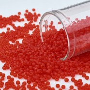 TOHO Round Seed Beads, Japanese Seed Beads, (5F) Transparent Frost Light Siam Ruby, 11/0, 2.2mm, Hole: 0.8mm, about 1110pcs/10g(X-SEED-TR11-0005F)