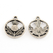 Tibetan Style Alloy Flat Round Pendants, Lead Free & Cadmium Free, Antique Silver, 19x16x2mm, Hole: 2mm, about 345pcs/500g(TIBEP-S291-14-RS)