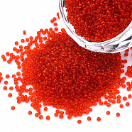 15/0 Transparent Czech Glass Seed Beads, Round, Red, 1.5x1mm, Hole: 0.5mm, about 500g/bag(SEED-N004-004-29)