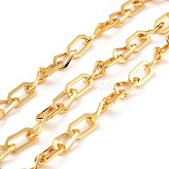 Brass Link Chains, Long-Lasting Plated, Unwelded, Polygon & Twist, with Spool, Cadmium Free & Nickel Free & Lead Free, Real 18K Gold Plated, Link: 16x8.5x1.5mm(CHC-C020-12G-NR)