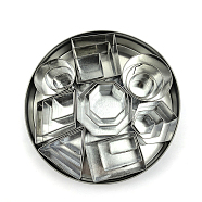 430 Stainless Steel Cookie Cutters, Bakeware Tool, with Iron Storage Box, Mix-shaped, Stainless Steel Color, 10~43x16~43x20mm, 24pcs/box(BAKE-PW0001-204A-P)