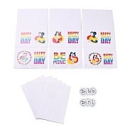 Rectangle Paper Greeting Cards, with Rectangle Envelope and Flat Round Self Adhesive Paper Stickers, Valentine's Day Wedding Birthday Invitation Card, Valentine's day Themed Pattern, 198x149x0.3mm(DIY-F096-02)