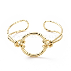 Brass Round Circle Open Cuff Bangle, Wire Wrap Jewelry for Women, Golden, Inner Diameter: 2-1/2 inch(6.35cm)(BJEW-F445-16G)