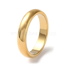 Ion Plating(IP) 304 Stainless Steel Simple Plain Band Finger Ring for Women Men, Real 18K Gold Plated, 4mm, Inner Diameter: US Size 7 1/4(17.5mm)(X-RJEW-F152-03G)