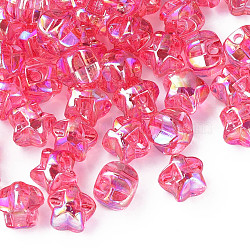 1-Hole Transparent Acrylic Buttons, AB Color Plated, Star, Hot Pink, 13.5x14x11.5mm, Hole: 2.5mm, about 900pcs/500g(MACR-S373-129-C01)