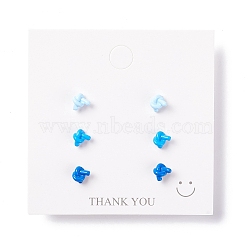Knot Shape Resin Stud Earrings Set, with 925 Sterling Silver Plated Pins, Blue, 6x7.5x4.5mm, Pin: 0.7mm, 3 pairs/set(EJEW-D278-17S-01)