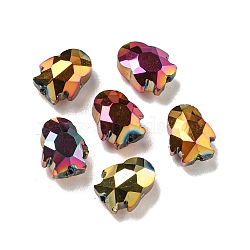 Electroplate Glass Beads, Faceted, Full Plated, Penguin, Rainbow Plated, 8x6.5x4.5mm, Hole: 1mm(EGLA-A041-01-FP01)