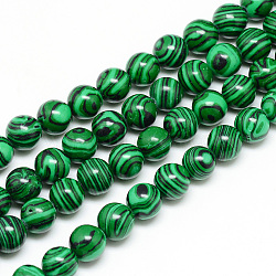 Synthetic Malachite Beads Strands, Round, 6mm, Hole: 1mm, about 67pcs/strand, 14.96 inch(X-G-T053-6mm-05)