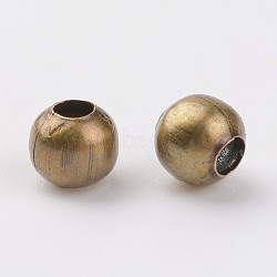 Iron Spacer Beads, Round, Antique Bronze, 3mm in diameter, 3mm thick, Hole: 1.2mm(IFIN-E006-AB)