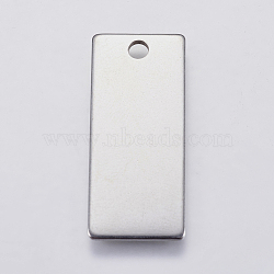 201 Stainless Steel Pendants, Rectangle, Stamping Blank Tag, Stainless Steel Color, 28x12x1mm, Hole: 2.5mm(STAS-F139-040P)