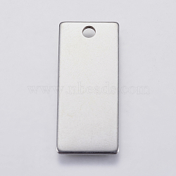 Tarnish Resistant 201 Stainless Steel Pendants, Rectangle, Stamping Blank Tag, Stainless Steel Color, 28x12x1mm, Hole: 2.5mm(STAS-F139-040P)