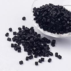 Cube Opaque Colours Glass Seed Beads, Round Hole, Black, 3~7x3~4x3~4mm, Hole: 0.5mm, about 500pcs/50g(X-SEED-R026-A20)