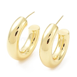 Rack Plating Brass Arch Stud Earrings, Cadmium Free & Lead Free, Real 18K Gold Plated, 30x7.5mm(X-EJEW-B027-07G-03)