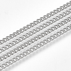 304 Stainless Steel Curb Chains, with Spool, Unwelded, Stainless Steel Color, 3x2x0.5mm, about 49.21 Feet(15m)/roll(CHS-S005-02)