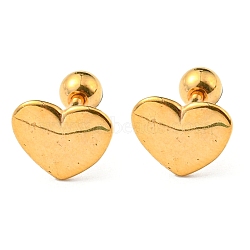 Ion Plating(IP) 304 Stainless Steel Stud Earrings, Heart, Golden, 7.5x9mm(EJEW-Z034-20G)