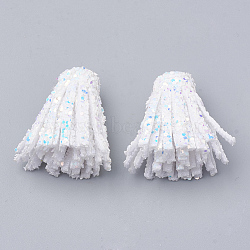 Tassels Pendant Decorations, with Paillette Power, White, 28~31x11~12.5mm(FIND-N001-01J)