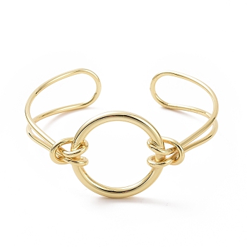 Brass Round Circle Open Cuff Bangle, Wire Wrap Jewelry for Women, Golden, Inner Diameter: 2-1/2 inch(6.35cm)