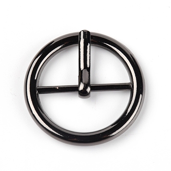 Flat Round Alloy Single Prong Roller Buckles, for DIY Belt Accessories, Gunmetal, 33x3.5mm