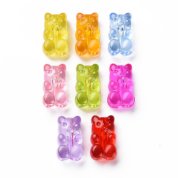 Transparent Acrylic Beads, Bear, Mixed Color, 16x10x7mm, Hole: 1.8mm, about 600pcs/500g