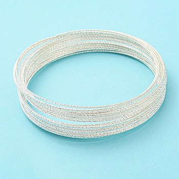 Iron Wire, Textured Round, for Bangle Making, Silver, 1.2mm, Inner Diameter: 98mm