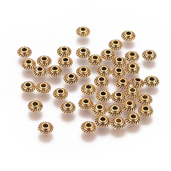 Tibetan Style Spacer Beads, Antique Golden, Lead Free and Nickel Free, 5x3mm, Hole:1.5mm