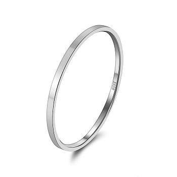 Rhodium Plated 925 Sterling Silver Plain Band Rings, with S925 Stamp, Platinum, Wide: 1mm, US Size 7(17.3mm)